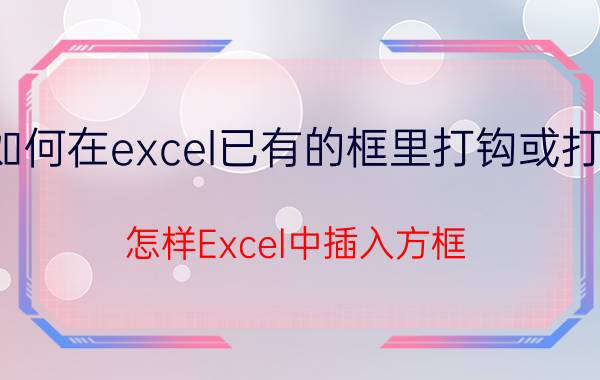 如何在excel已有的框里打钩或打叉 怎样Excel中插入方框，插入打勾符号和打叉符号？